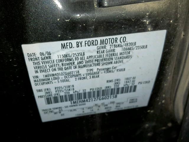 1MEHM42127G602158 - 2007 MERCURY MONTEGO PR 灰色 照片 10