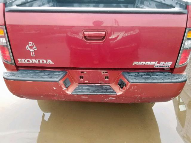 2HJYK16586H546177 - 2006 HONDA RIDGELINE RED photo 9