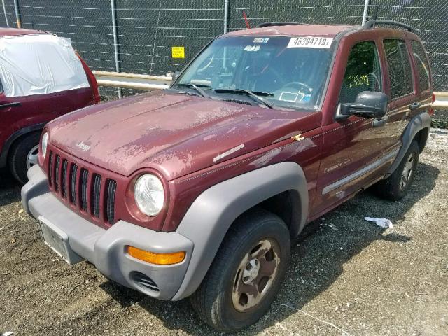 1J4GL48K52W292127 - 2002 JEEP LIBERTY SP BURGUNDY photo 2