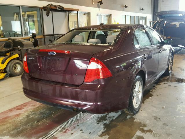 3FAHP0GA9CR321719 - 2012 FORD FUSION S BURGUNDY photo 4