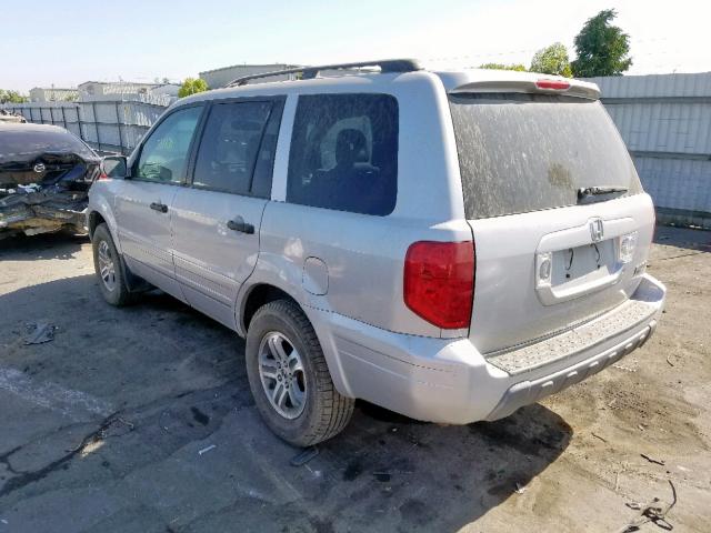 2HKYF185X3H517921 - 2003 HONDA PILOT EXL SILVER photo 3