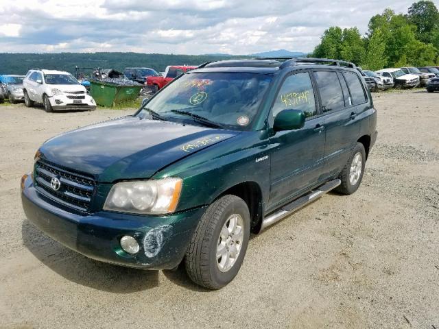 JTEHF21A210012975 - 2001 TOYOTA HIGHLANDER GREEN photo 2