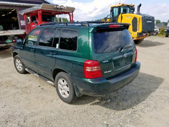 JTEHF21A210012975 - 2001 TOYOTA HIGHLANDER GREEN photo 3