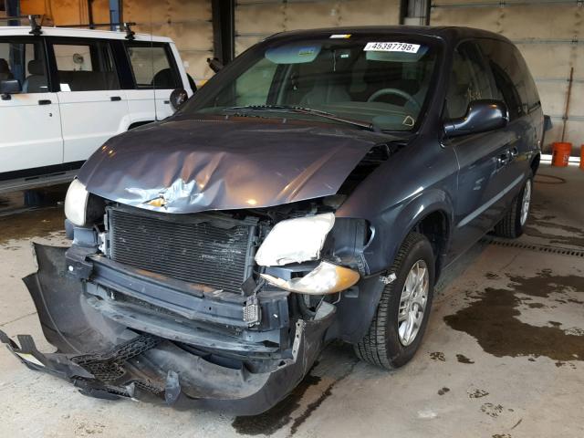 1B4GP45332B503840 - 2002 DODGE CARAVAN SP BLUE photo 2