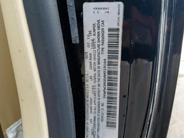 3VWPW3AG5AM019164 - 2010 VOLKSWAGEN NEW BEETLE შავი ფოტო 10