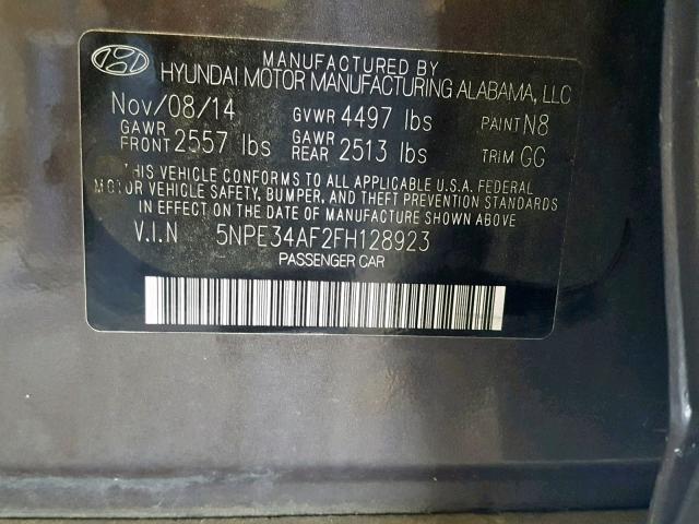 5NPE34AF2FH128923 - 2015 HYUNDAI SONATA SPO BROWN photo 10