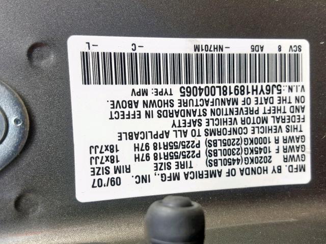 5J6YH18918L004065 - 2008 HONDA ELEMENT SC SILVER photo 10