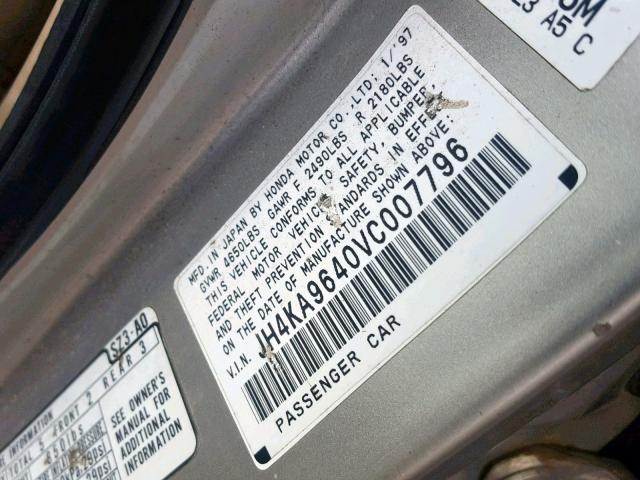 JH4KA9640VC007796 - 1997 ACURA 3.5RL GRAY photo 10