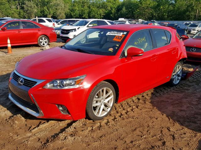 JTHKD5BH1G2257906 - 2016 LEXUS CT 200 RED photo 2