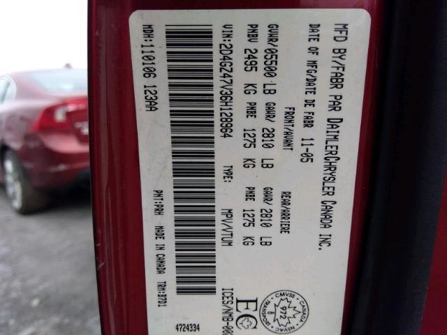 2D4GZ47V36H128964 - 2006 DODGE MAGNUM SXT RED photo 9