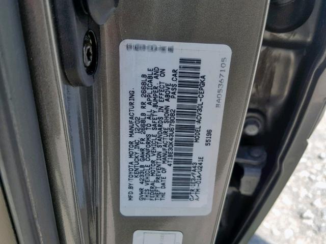 4T1BE30K43U679082 - 2003 TOYOTA CAMRY LE GRAY photo 10