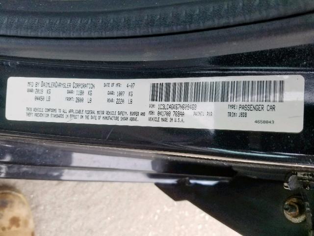 1C3LC46K67N609468 - 2007 CHRYSLER SEBRING BLACK photo 10