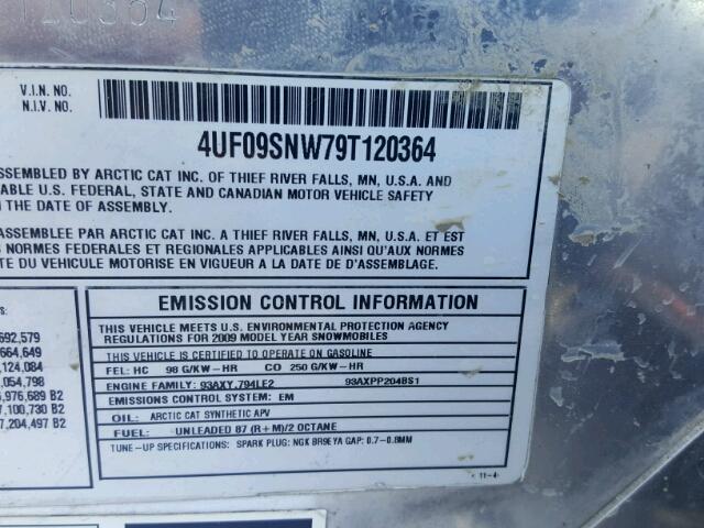 4UF09SNW79T120364 - 2009 ARCTIC CAT MARINE LOT 黑色 照片 10