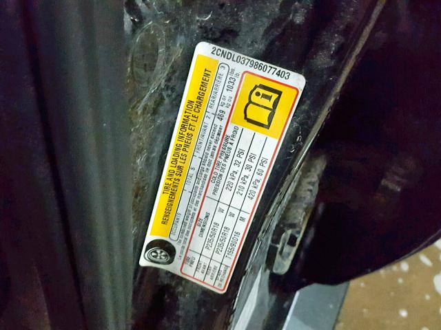 2CNDL037986077403 - 2008 CHEVROLET EQUINOX SP BLACK photo 10