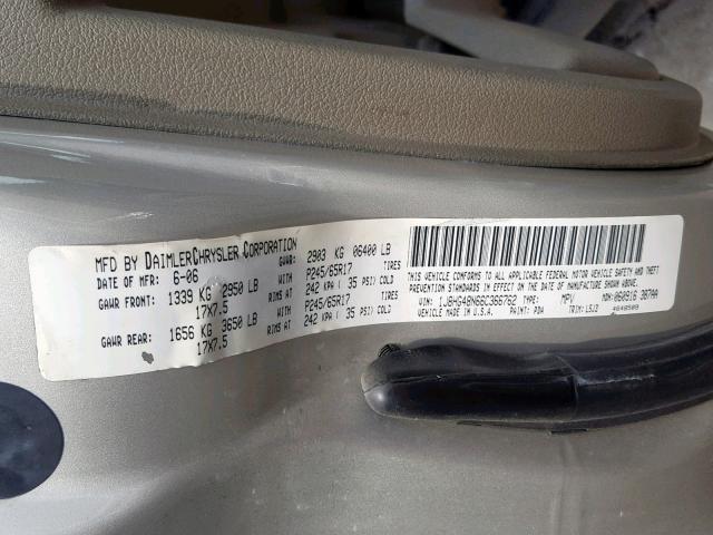 1J8HG48N66C366762 - 2006 JEEP COMMANDER 棕色 照片 10