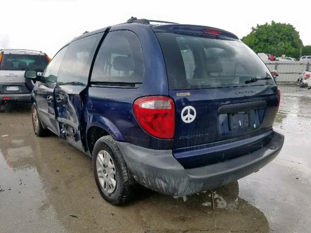 1D4GP25B45B324003 - 2005 DODGE CARAVAN SE BLUE photo 3