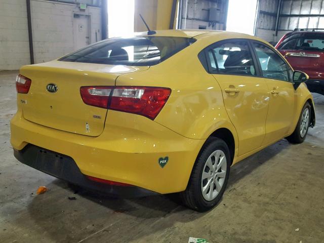 KNADM4A33G6670538 - 2016 KIA RIO LX YELLOW photo 4