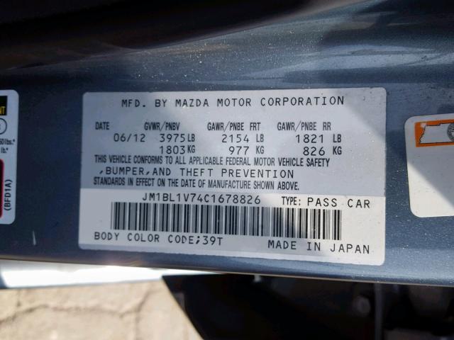 JM1BL1V74C1678826 - 2012 MAZDA 3 I BLUE photo 10