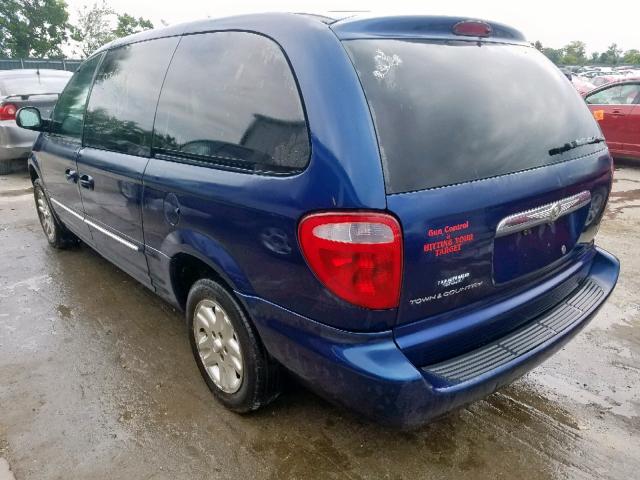 2C4GP54L92R559339 - 2002 CHRYSLER TOWN & COU BLUE photo 3