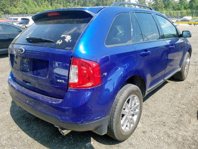 2FMDK3JC0DBC83943 - 2013 FORD EDGE SEL BLUE photo 4