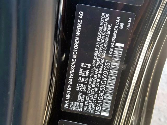 WBA1G9C5XGVX97251 - 2016 BMW 228 XI BLACK photo 10