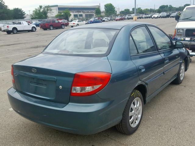 KNADC125546310054 - 2004 KIA RIO GREEN photo 4