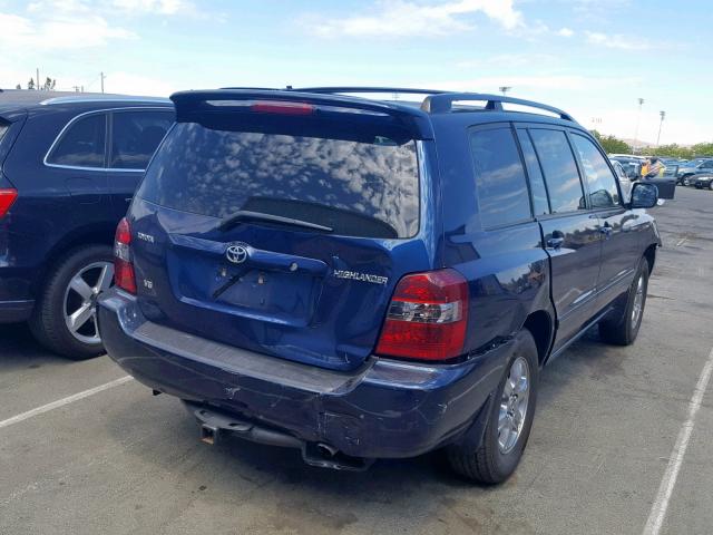 JTEDP21A940038473 - 2004 TOYOTA HIGHLANDER BLUE photo 4