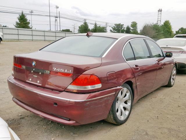 WBAGN63594DS51931 - 2004 BMW 745 LI BURGUNDY photo 4