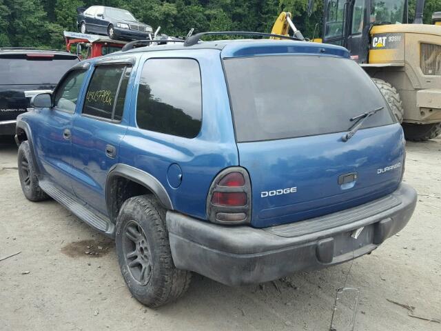 1D4HS38N53F596418 - 2003 DODGE DURANGO SP BLUE photo 3