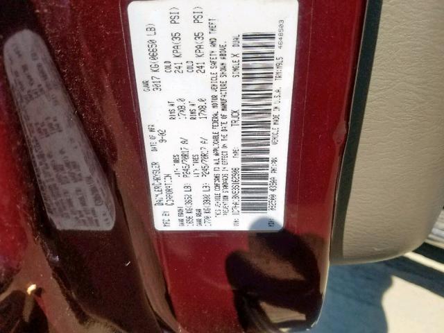 1D7HA18N93S162908 - 2003 DODGE RAM 1500 S BURGUNDY photo 10