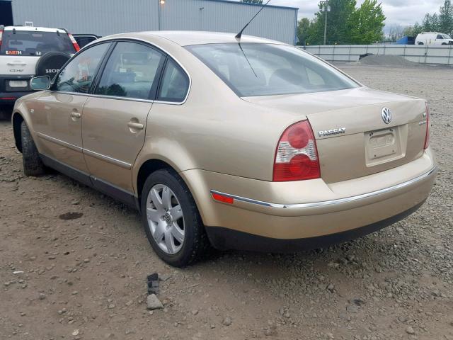 WVWSH63B71E123316 - 2001 VOLKSWAGEN PASSAT GLS GOLD photo 3