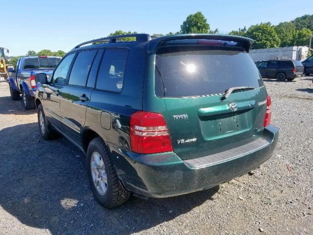 JTEHF21A320062690 - 2002 TOYOTA HIGHLANDER GREEN photo 3