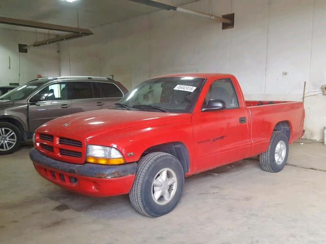 1B7FL26X1WS663074 - 1998 DODGE DAKOTA RED photo 2