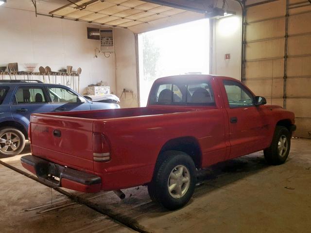 1B7FL26X1WS663074 - 1998 DODGE DAKOTA RED photo 4