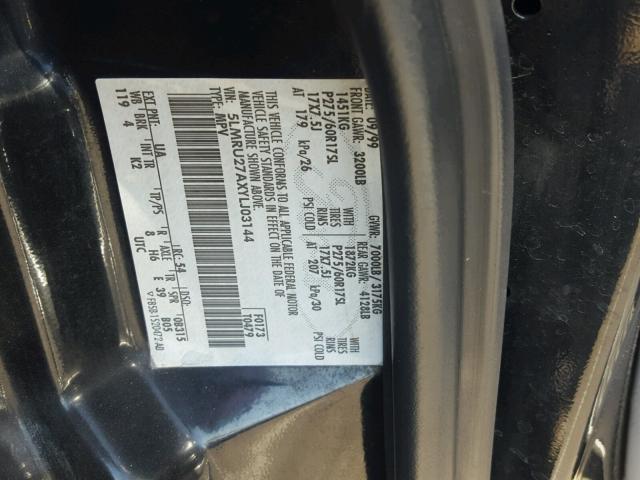 5LMRU27AXYLJ03144 - 2000 LINCOLN NAVIGATOR Қара фото 10