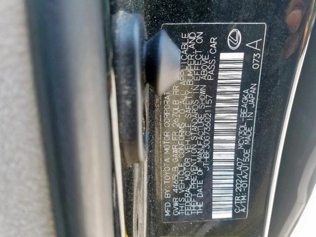 JTHBF30G736021157 - 2003 LEXUS ES 300 BLACK photo 10