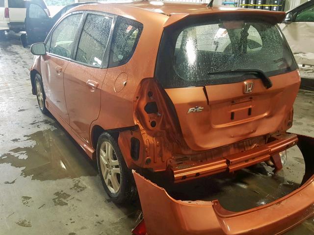 JHMGD38678S003148 - 2008 HONDA FIT SPORT ORANGE photo 3