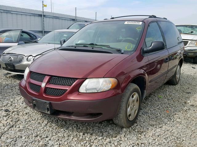 1D4GP25333B110450 - 2003 DODGE CARAVAN SE MAROON photo 2