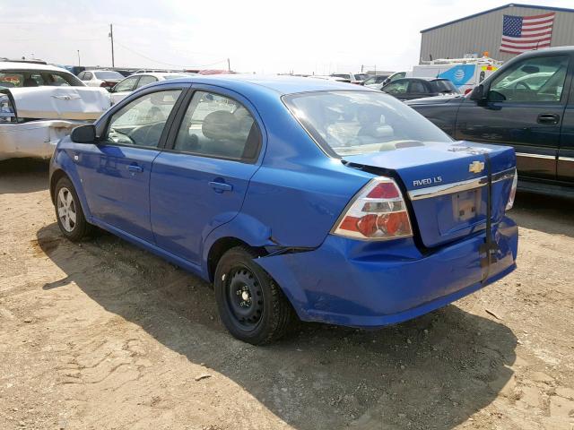 KL1TD56617B074799 - 2007 CHEVROLET AVEO BASE BLUE photo 3