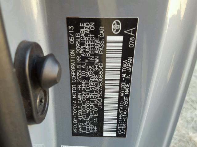 JTKJF5C73E3068042 - 2014 TOYOTA SCION TC 灰色 照片 10