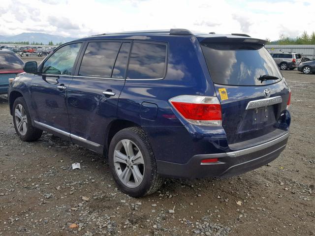 5TDDK3EH2DS197610 - 2013 TOYOTA HIGHLANDER BLUE photo 3