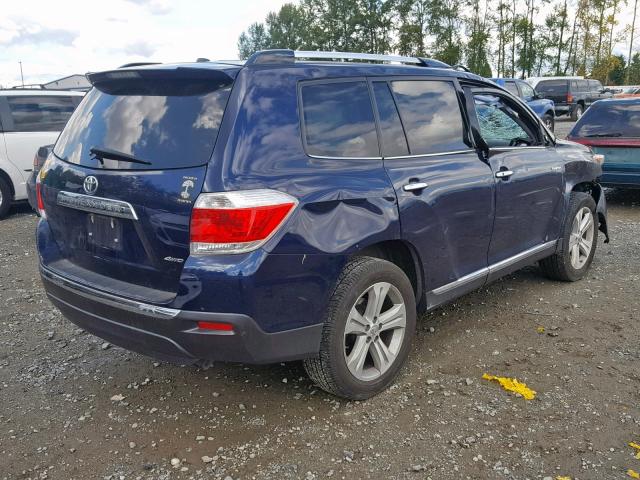 5TDDK3EH2DS197610 - 2013 TOYOTA HIGHLANDER BLUE photo 4