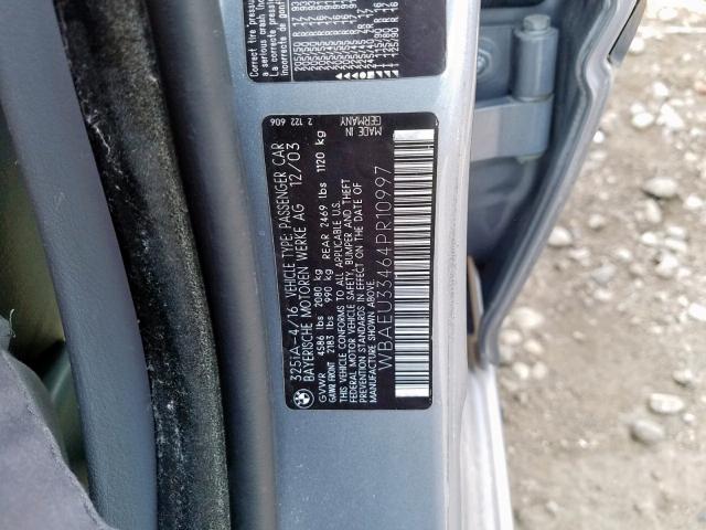 WBAEU33464PR10997 - 2004 BMW 325 XI GRAY photo 10