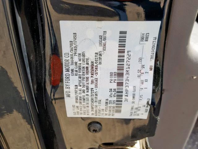 3FAHP37343R127229 - 2003 FORD FOCUS ZX5 BLACK photo 10