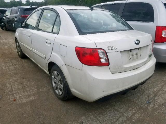 KNADH4A32A6622699 - 2010 KIA RIO LX WHITE photo 3