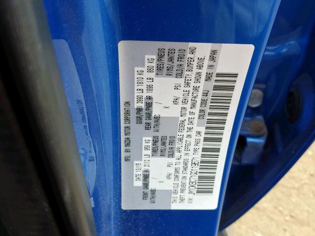 JM1DKBC71G0119671 - 2016 MAZDA CX-3 TOURI BLUE photo 10