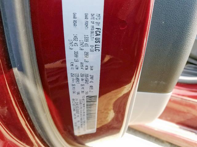 2C4RC1BG5JR365697 - 2018 CHRYSLER PACIFICA T BURGUNDY photo 10