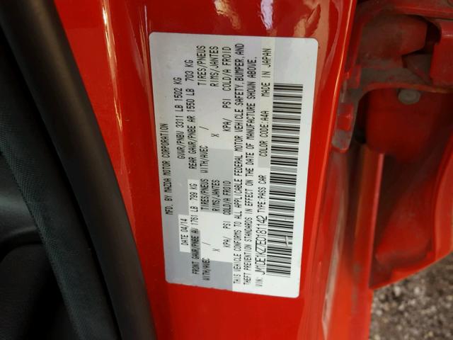 JM1DE1KZ7E0181142 - 2014 MAZDA MAZDA2 SPO RED photo 10