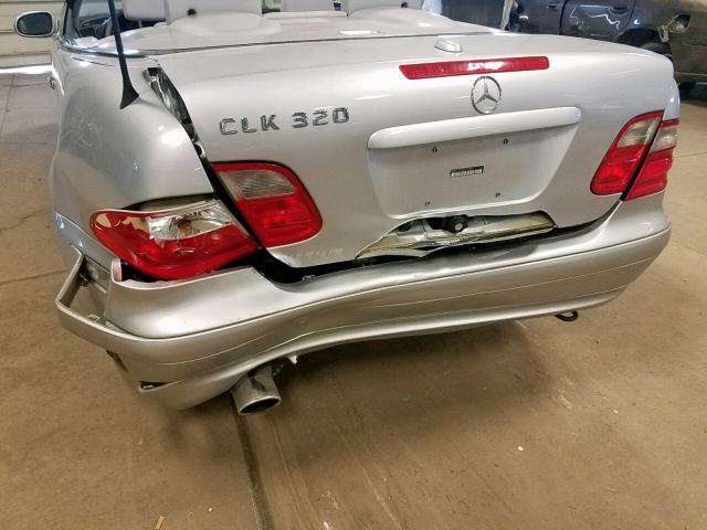 WDBLK65G32T107382 - 2002 MERCEDES-BENZ CLK 320 SILVER photo 9