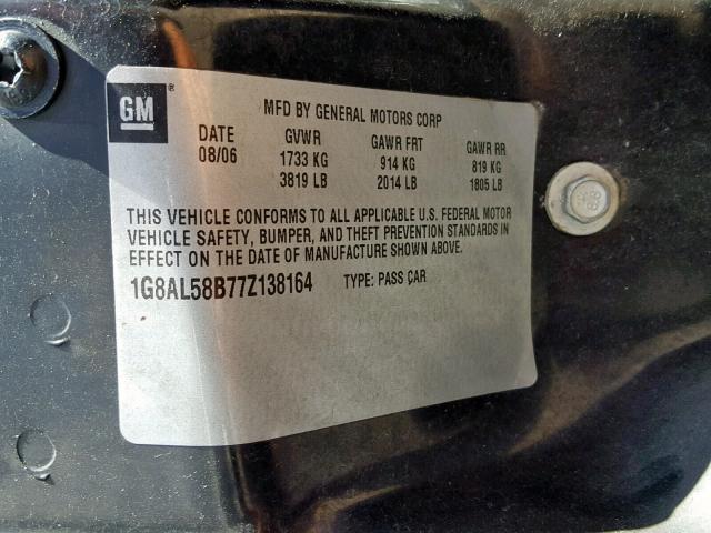 1G8AL58B77Z138164 - 2007 SATURN ION LEVEL MAROON photo 10